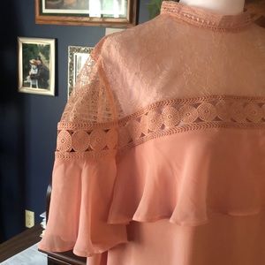 Express Peach Lace Midi Dress